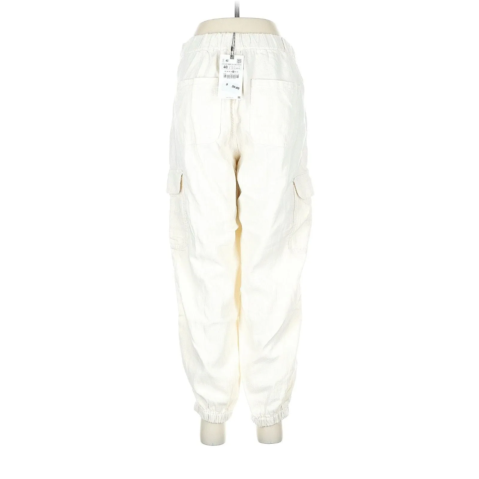 ZARA Ivory Cargo Pants - US 8 - Image 4