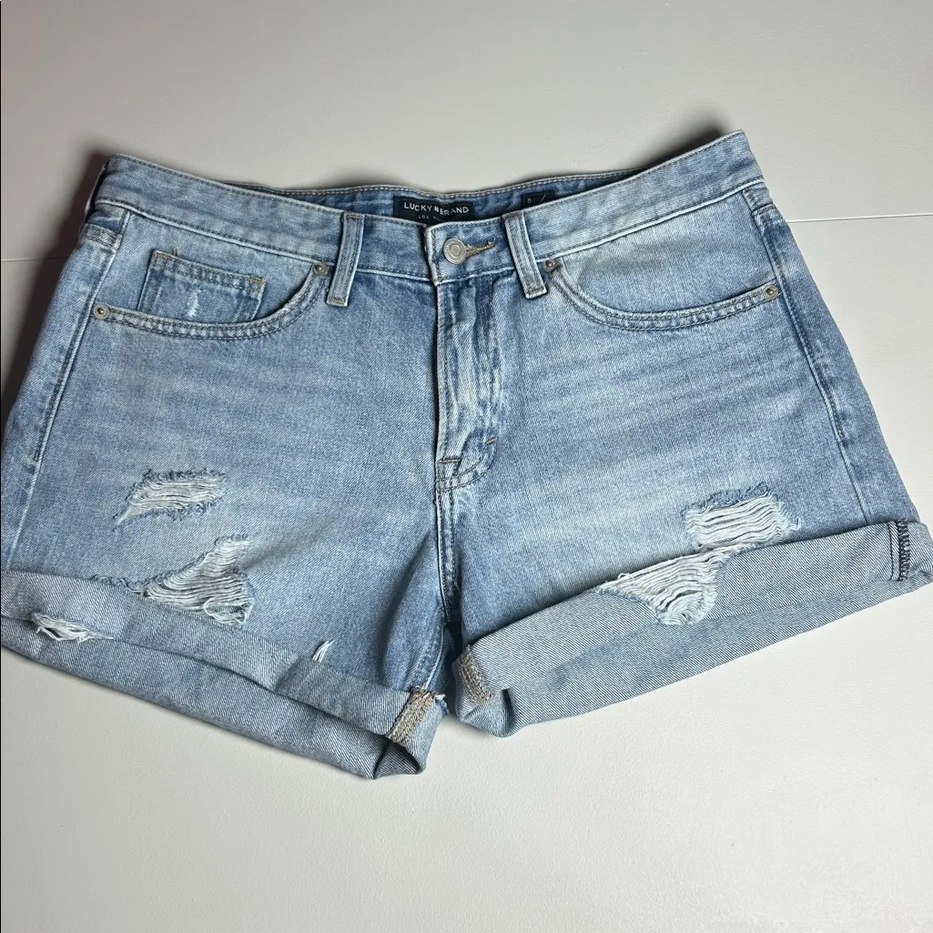 Lucky Brand Shorts Women's Size 8 Lucky Brand Ripped Denim Boyfriend Shorts - Image 8