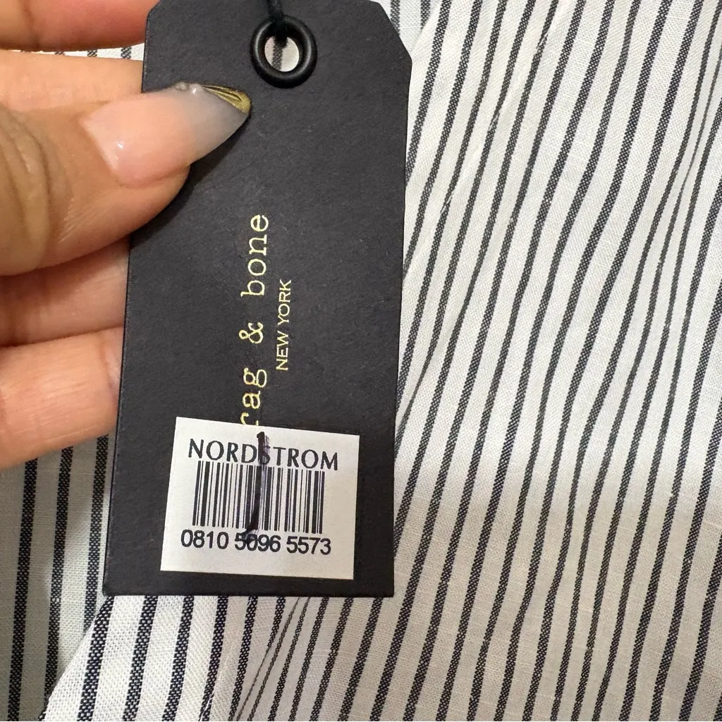 rag & bone Prestco Striped Wrap Blouse Linen Blend Size L NEW - Image 7