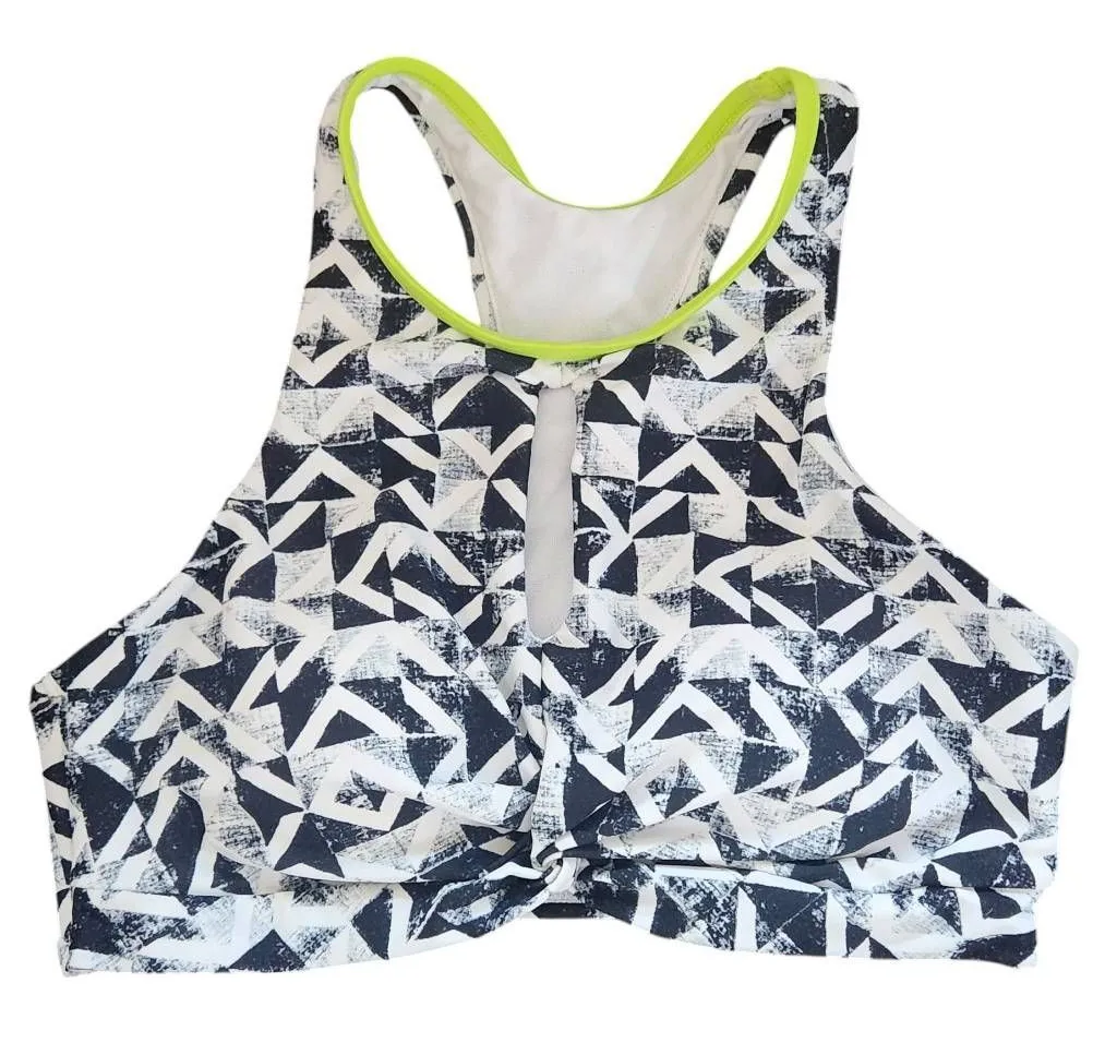 Gossip Black Print Sports Bra with Green Trim NWT Size Medium Racerback Bra - Image 1