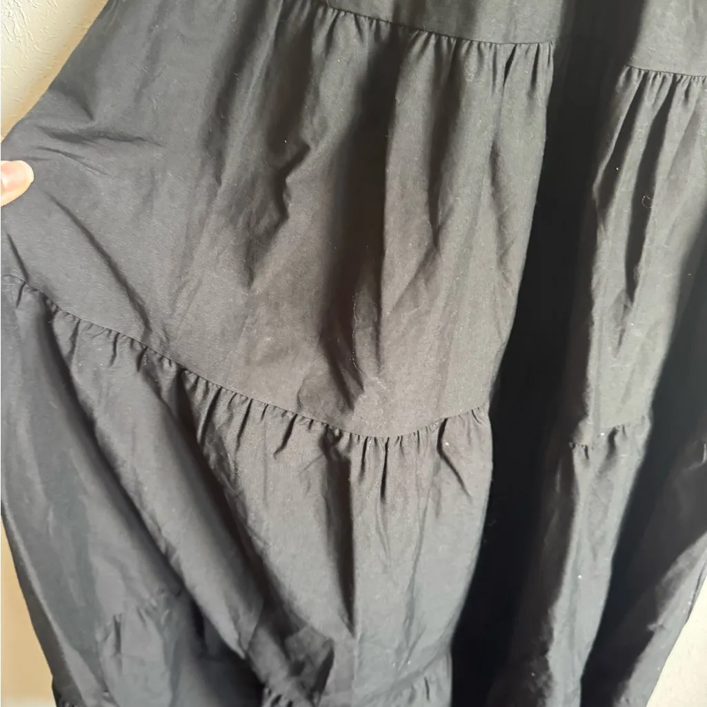 NWT Express Black V-Neck Tiered A-Line Midi Sundress Womens S Whimsigoth - Image 4