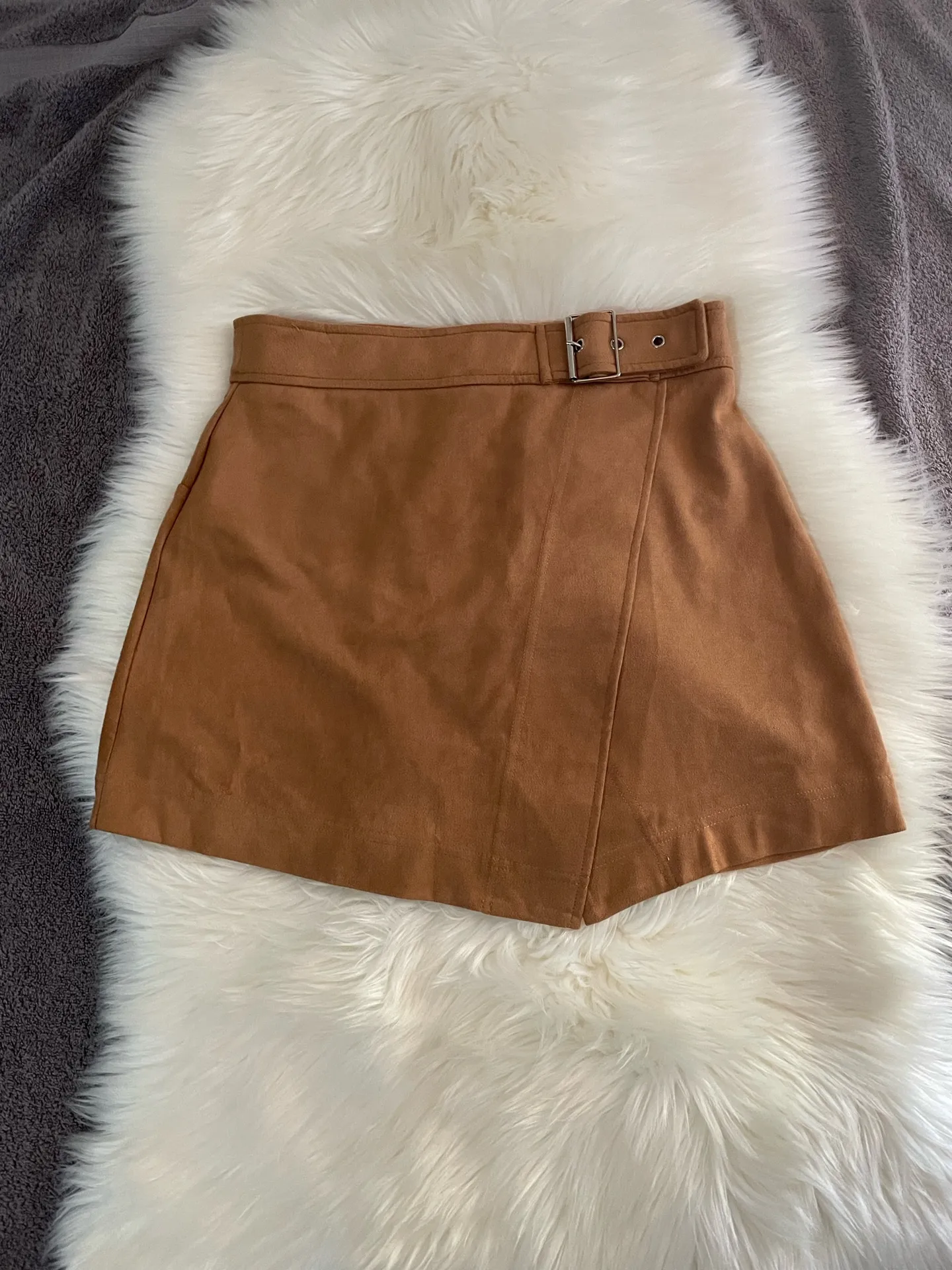 Sugarlips Faux Suede Asymmetrical Mini Skirt - Image 5