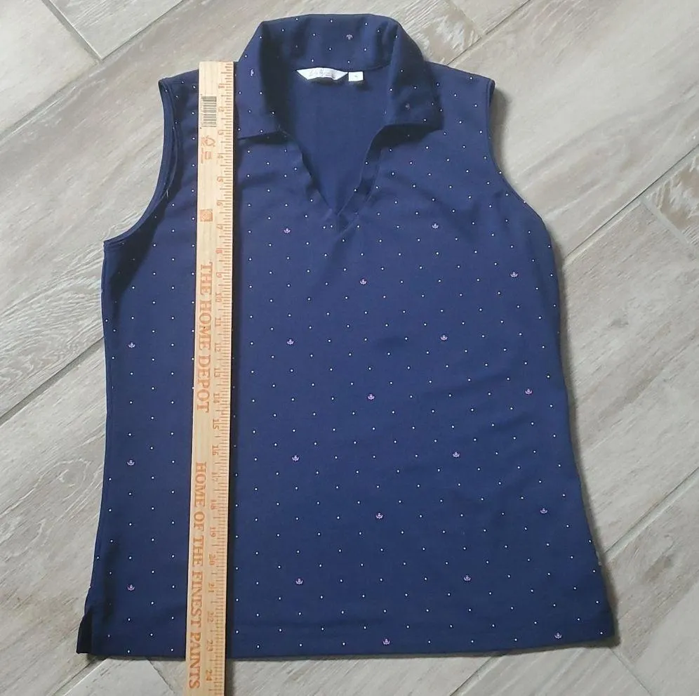 Lady Hagen Polka Dot Logo Sleeveless V-Neck Golf Polo with Collar - Image 11
