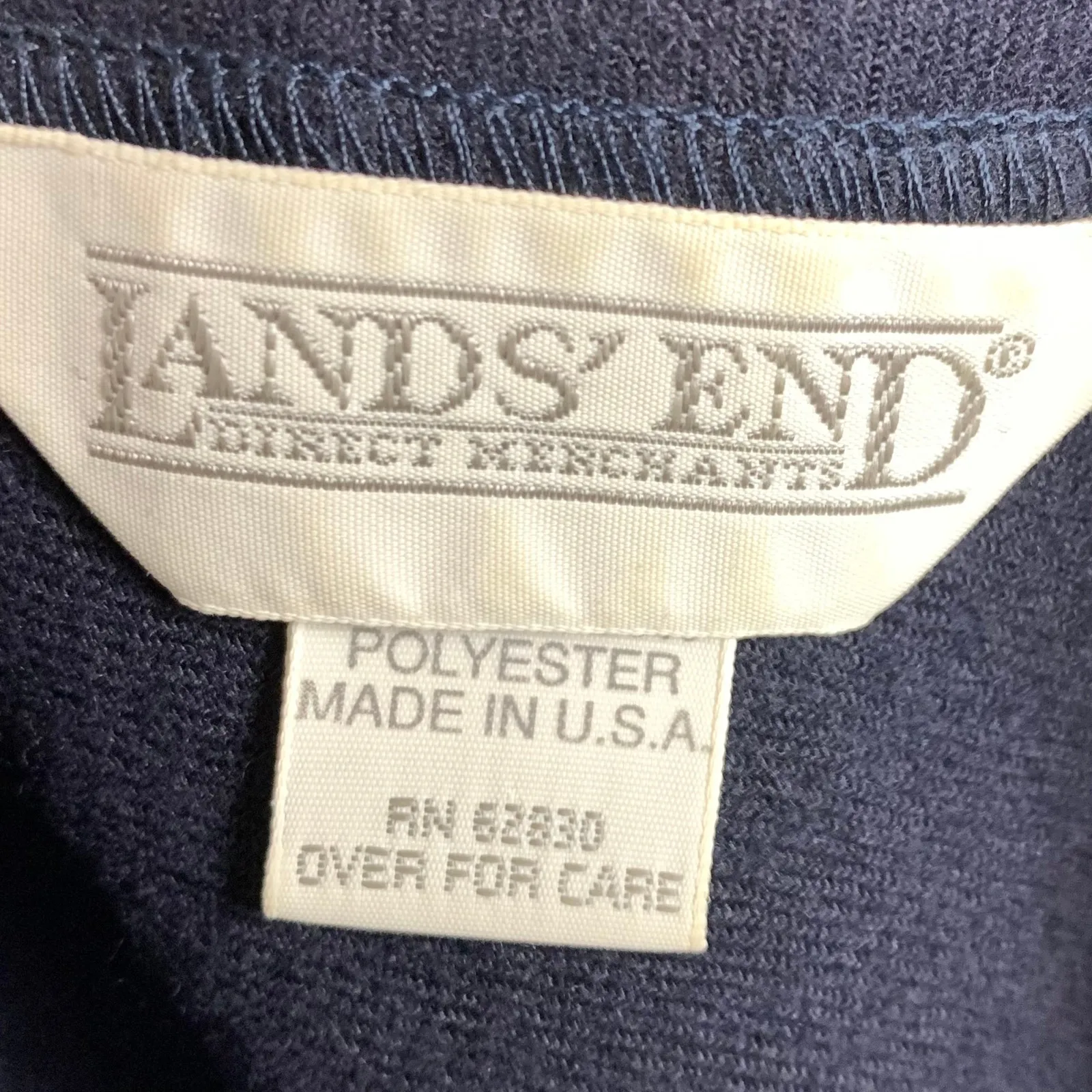 Vintage Lands End Wool Crewneck Dress Belted Knee Length Polyester Lined Skirt 8 - Image 3