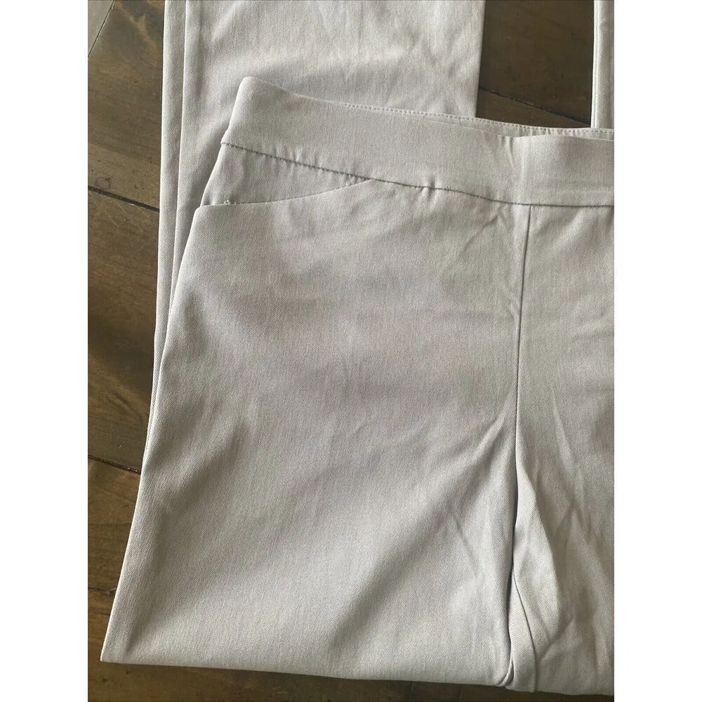 White‎ House Black Market WHBM Gray Pull On Bootleg Skinny Flare Athleisure 14R - Image 2