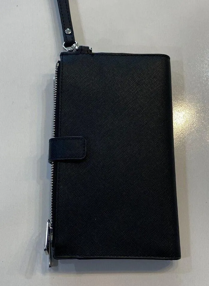 Michael Michael Kors Jet Set Travel Black Double Zip Leather Wristlet NEW $228 - Image 5