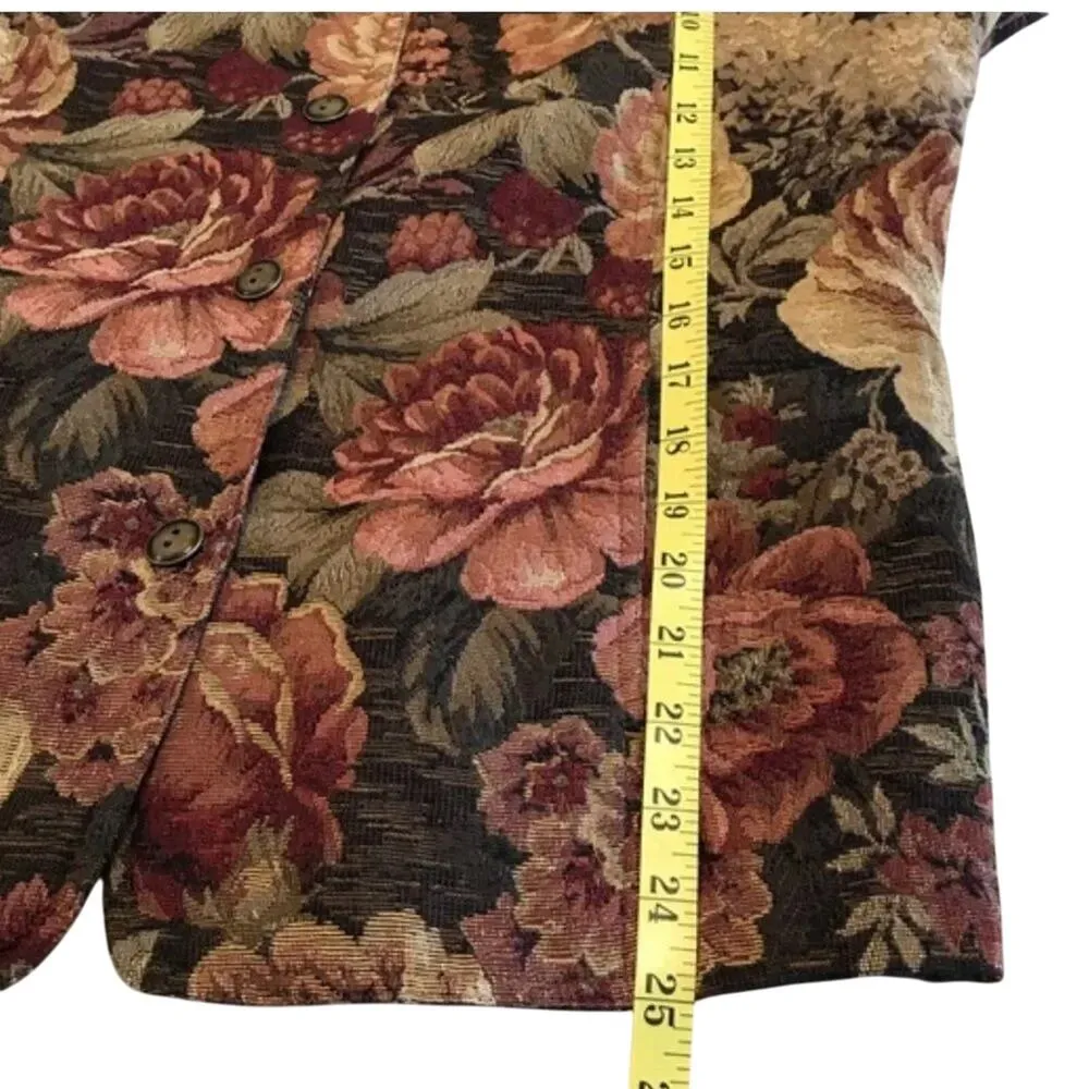 TOG SHOP Floral Brocade Blazer, Size L, Excellent Vintage Condition Green Size L - Image 11