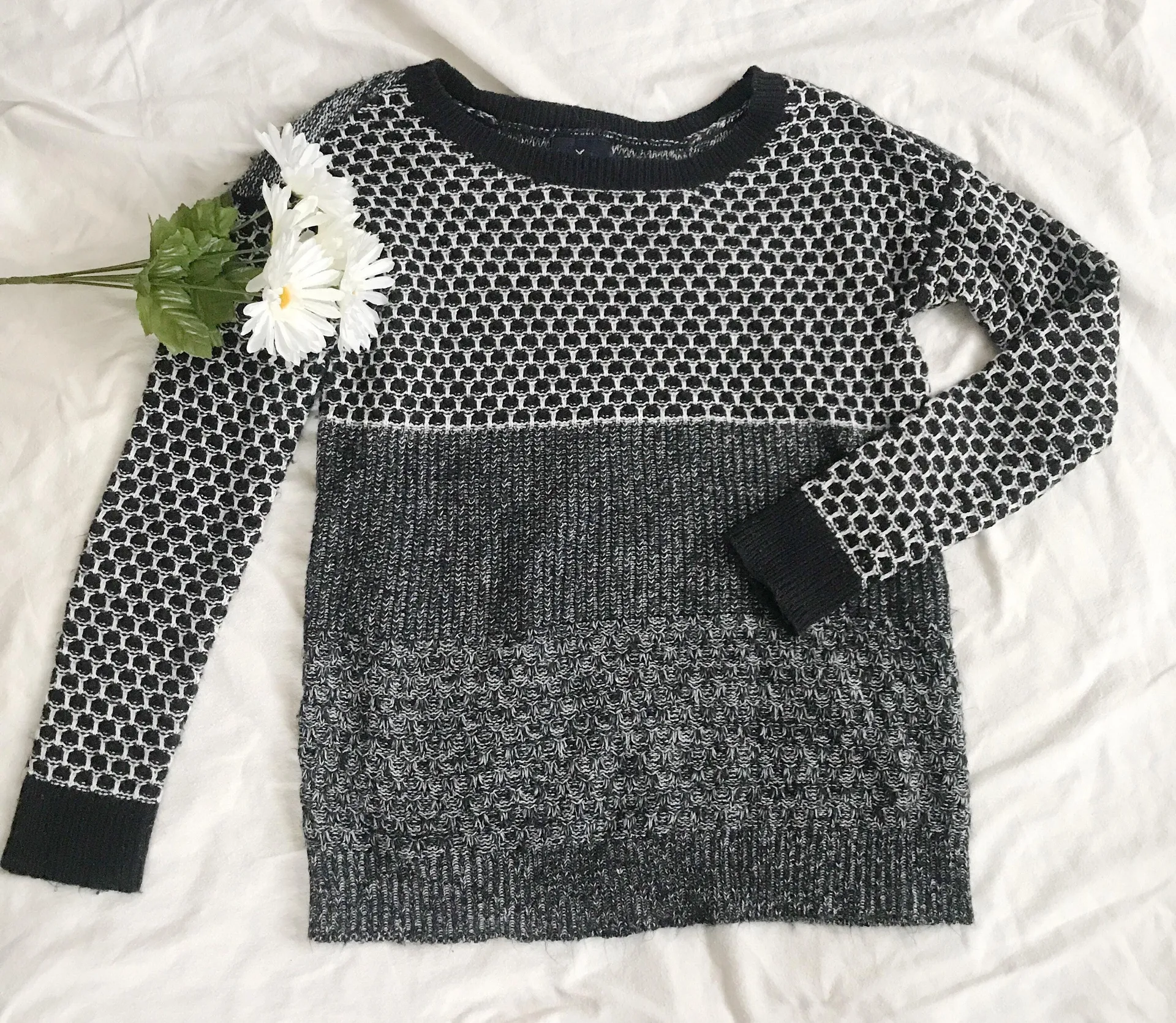 American Eagle Gray & Black Vintage Boyfriend Sweater - Image 3