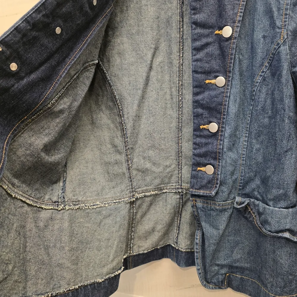 {8} Axcess By Liz Claiborne Military Soldier Jean Jacket Cyber Punk Vintage Blue - Image 8