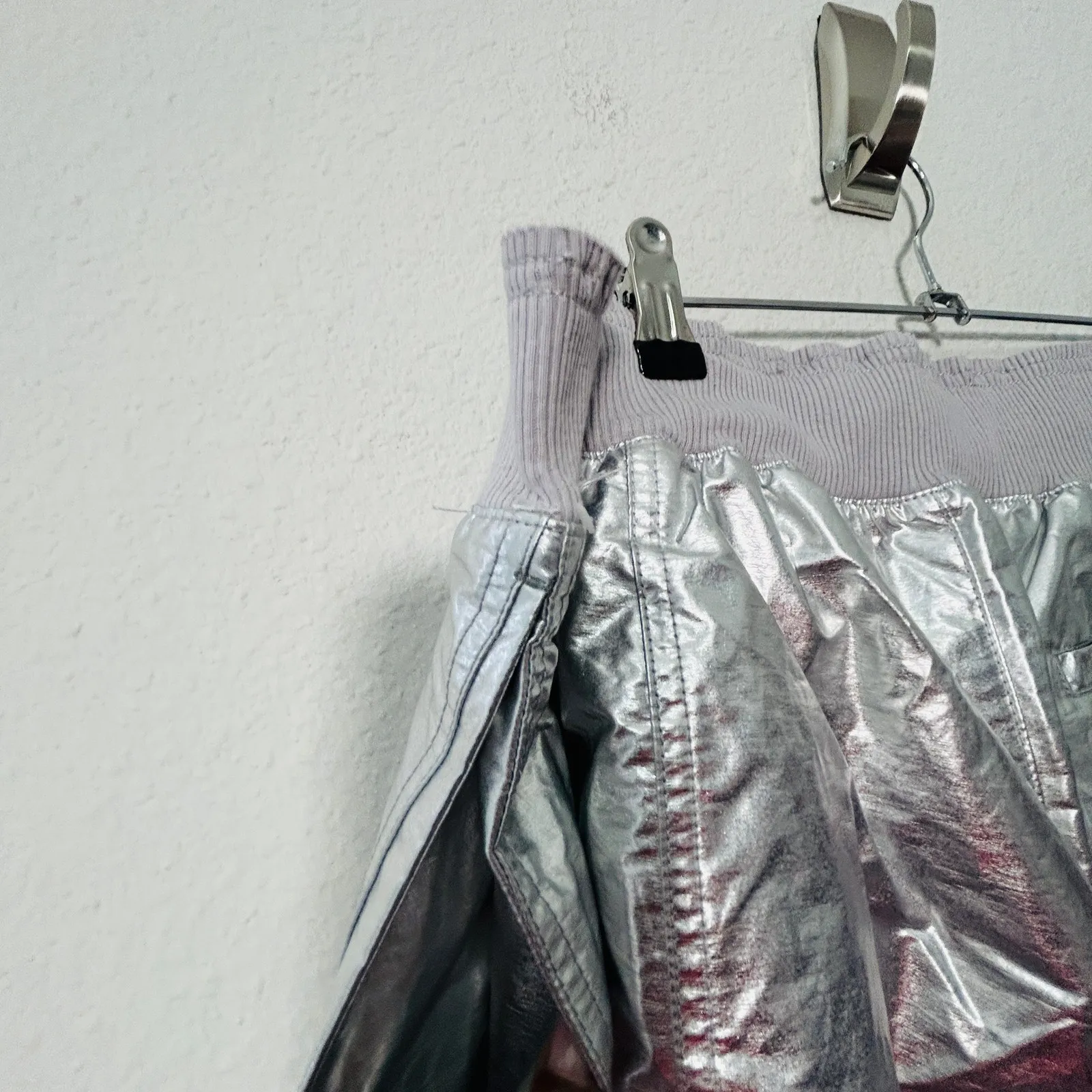 NEW Free People Fp Movement Mesmerize Me Pant Silver Metallic SM Spacecore Punk - Image 12