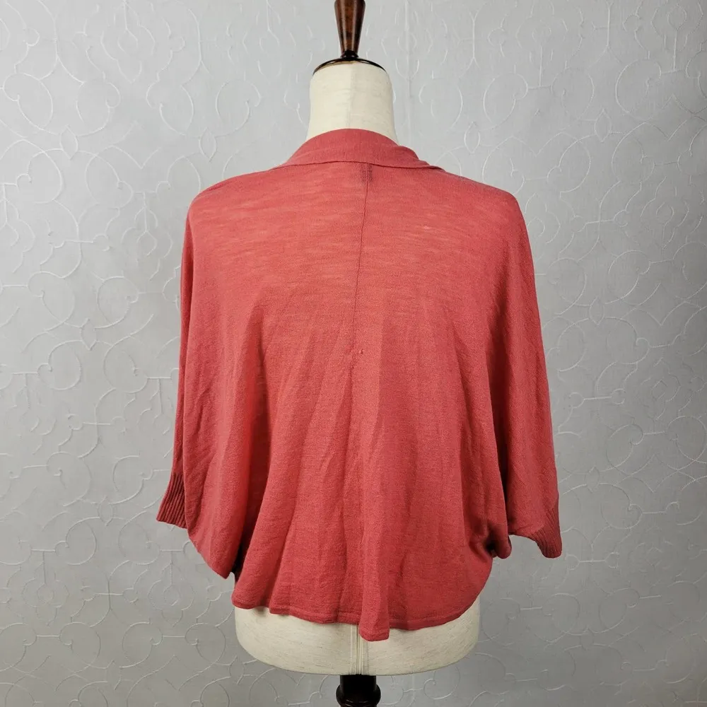Eileen Fisher Womens Cardigan Size XS Coral Batwing Wool Blend Open Lightweight - Image 6