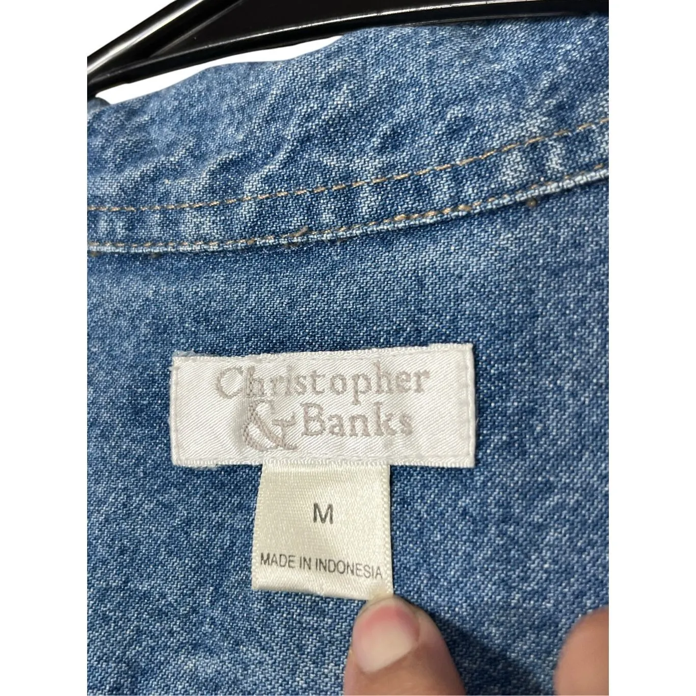 Vintage Christopher & Banks Denim Zipper Vest Bear Bees Embroidery Medium - Image 6