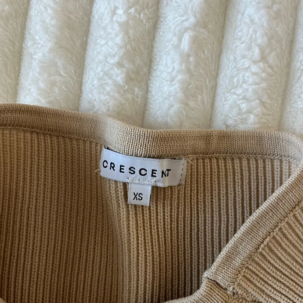 Crescent  Rita Tan Strapless Knit Crop Top - Image 2