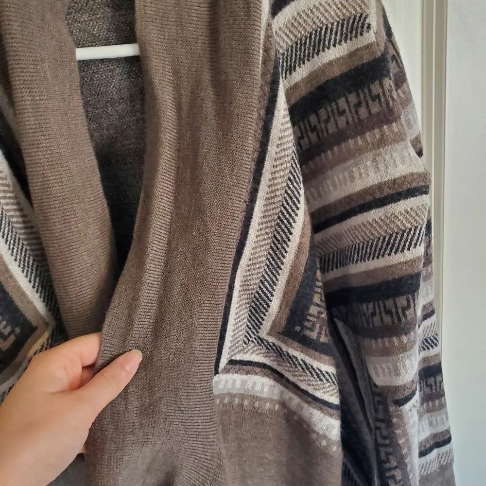 Garnet Hill Wool Knit Striped Cardigan Sweater Waterfall Open Front Size Small - Image 5