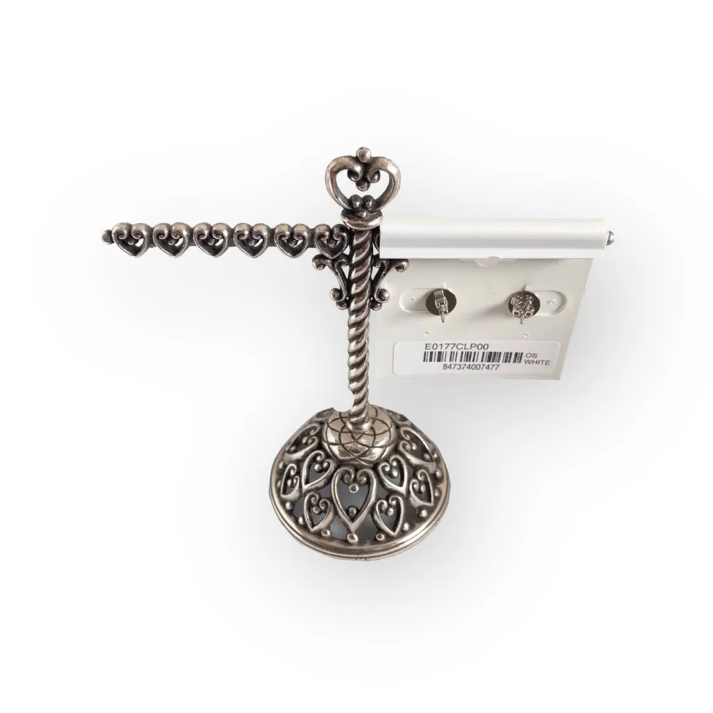 new Lassaire ᪥ Simulated Diamond Bezel Stud Earrings ᪥ Platinum Plated Silver ᪥ - Image 8