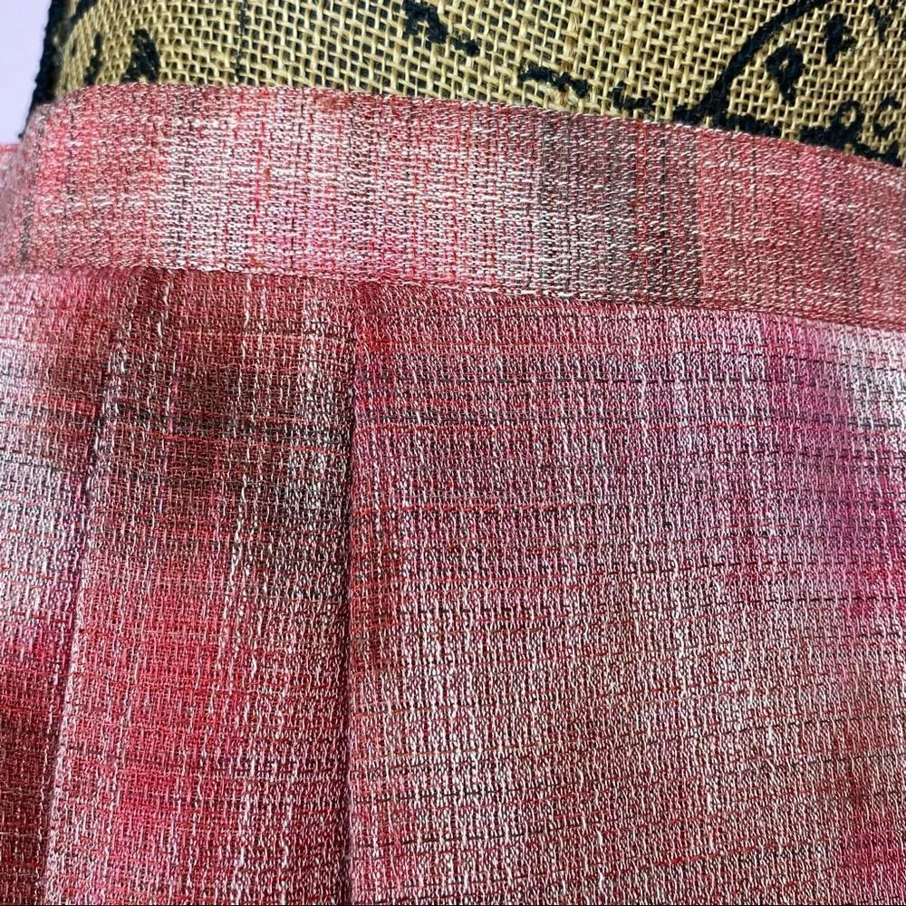 AK Anne Klein Petite Plaid Linen Blend Pleated A-line Skirt Pink Brown‎ 2P - Image 5