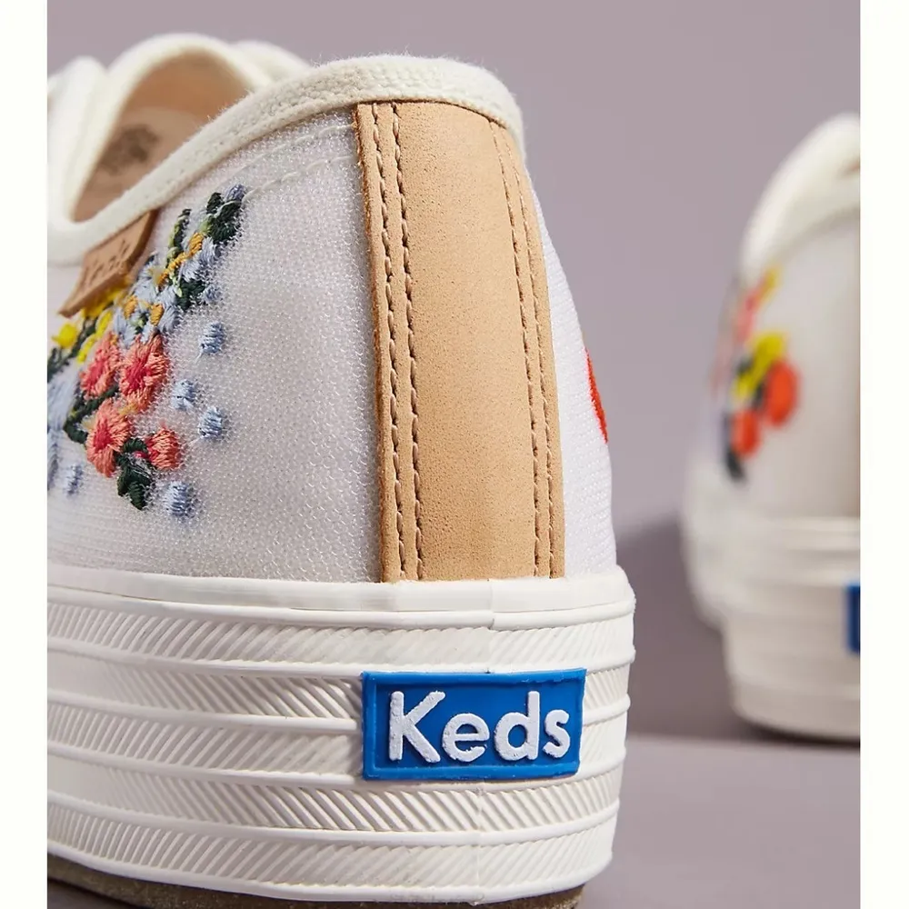 ANTHROPOLOGIE Keds x RIFLE PAPER Co. Mesh Floral Sneakers 8.5 Red - Image 3