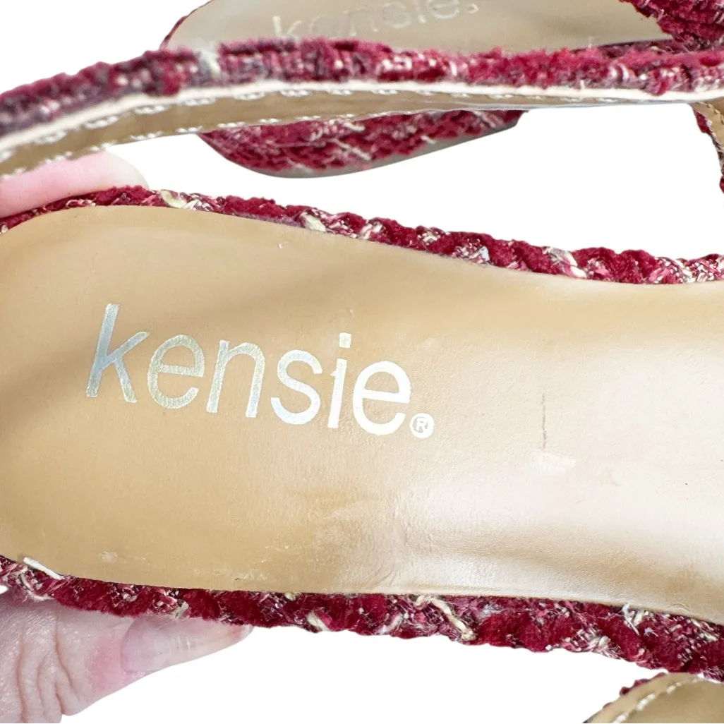 KENSIE PIPER TWEED BURGUNDY POINTY TOE SLING BACK FLATS SZ 9.5 - Image 7
