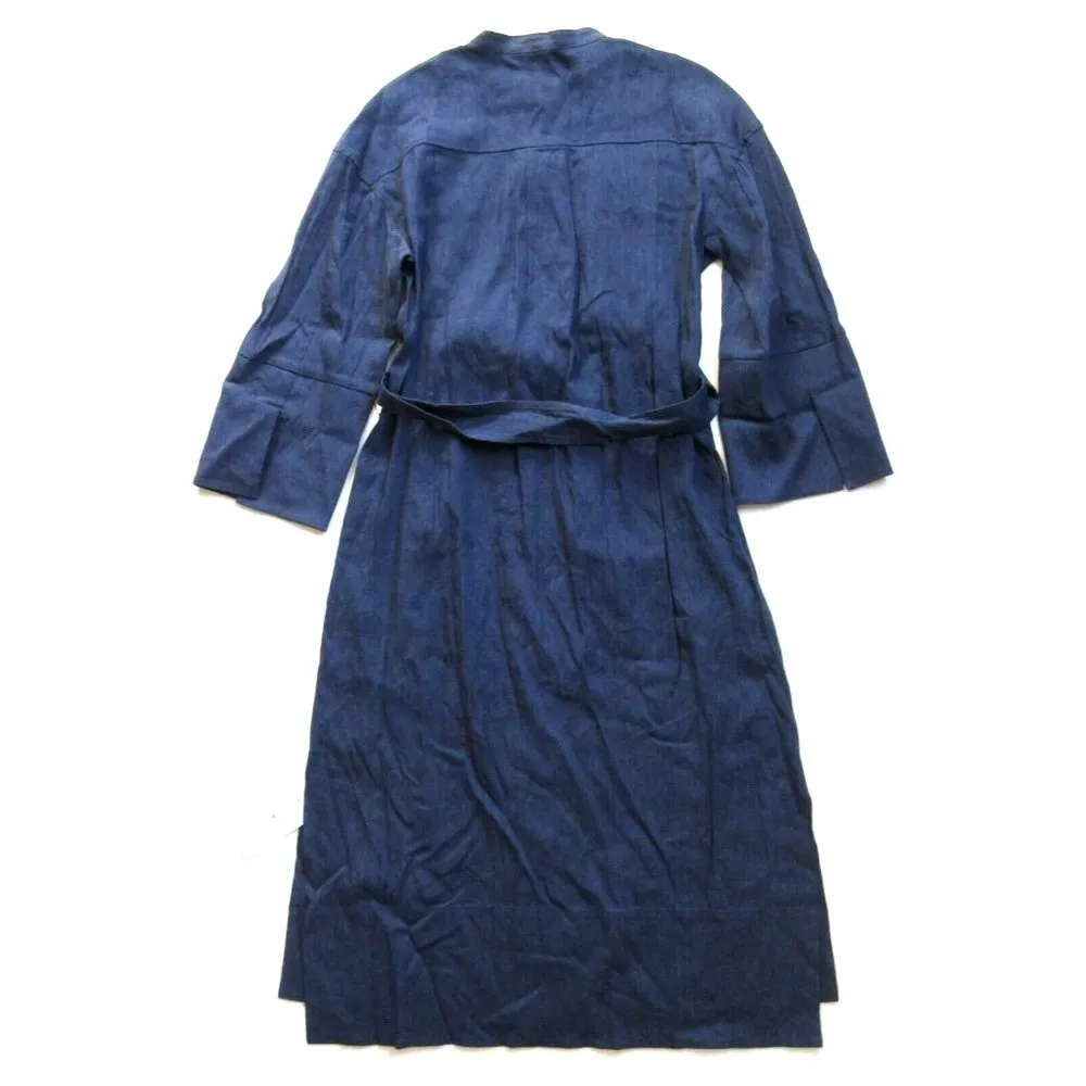 NWT MM. Lafleur Melissa in Blueberry Stretch Linen Belted Shirt Dress 4 $295 - Image 6