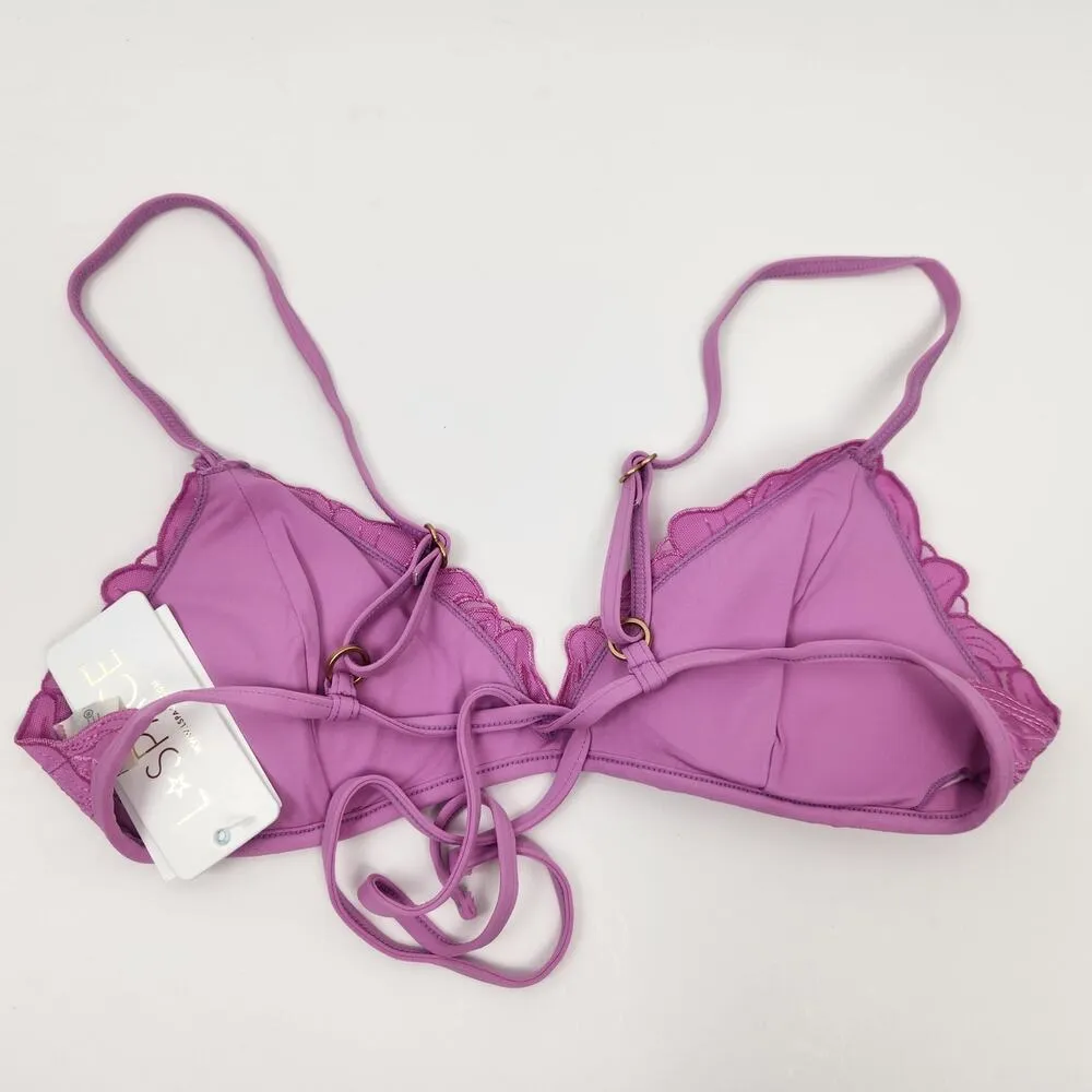 L*Space Jean Bikini Top in Rosebud Pink/Purple Floral Size Small NWT - Image 4