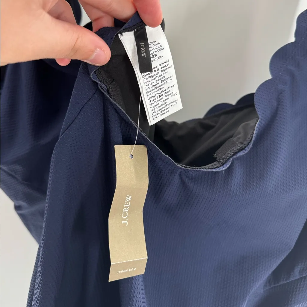 J.Crew Scallop Pique Scoopback One-Piece Swimsuit Navy Blue Size 24 NWT - Image 3