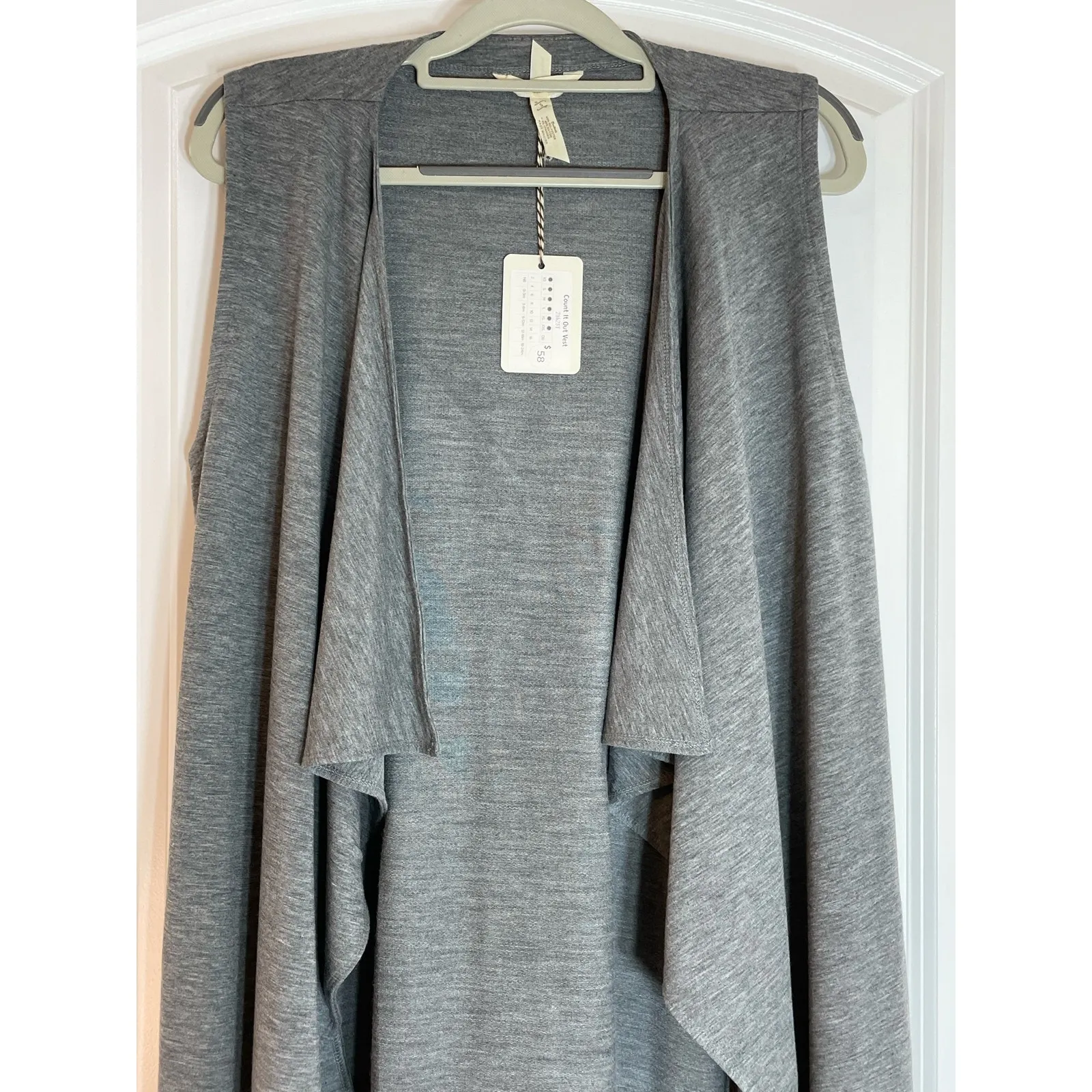 Matilda Jane Vest Small Gray Open Front Drape Lagenlook Office Minimalist NWT - Image 3