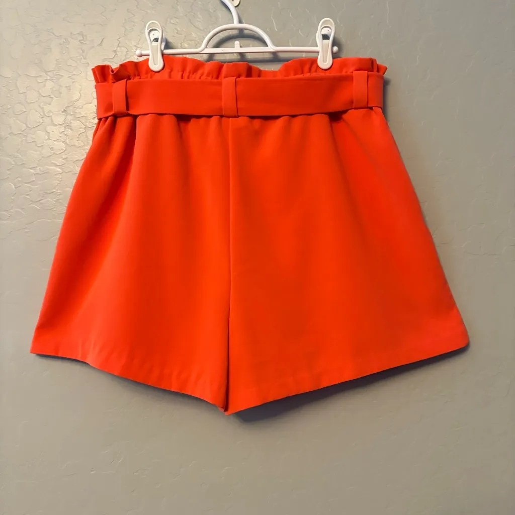 Nine West the paperbag waist belted shorts in fresh lava orange color size XL - Image 13