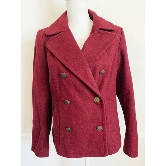 Banana Republic • Burgundy Wool Pea Coat - Image 5