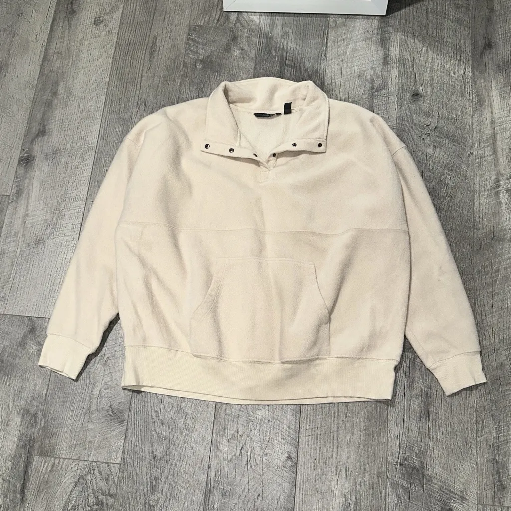 anybody Beige Tan Light Yellow womens medium pocket soft texture sweater pullove - Image 2