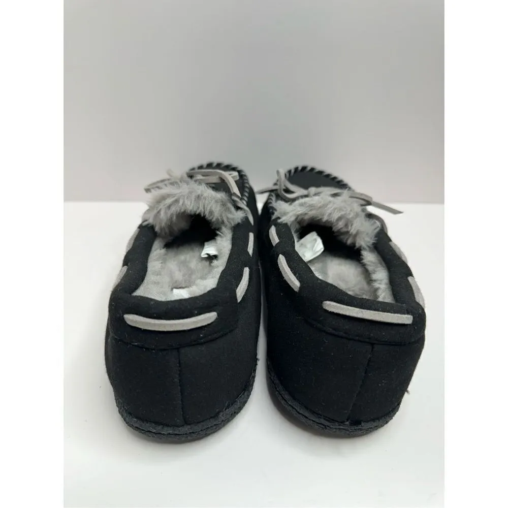 Nordstrom Rack Slippers Womens Size 8 Slip On Black‎ Gray Faux Fur Shoes - Image 7