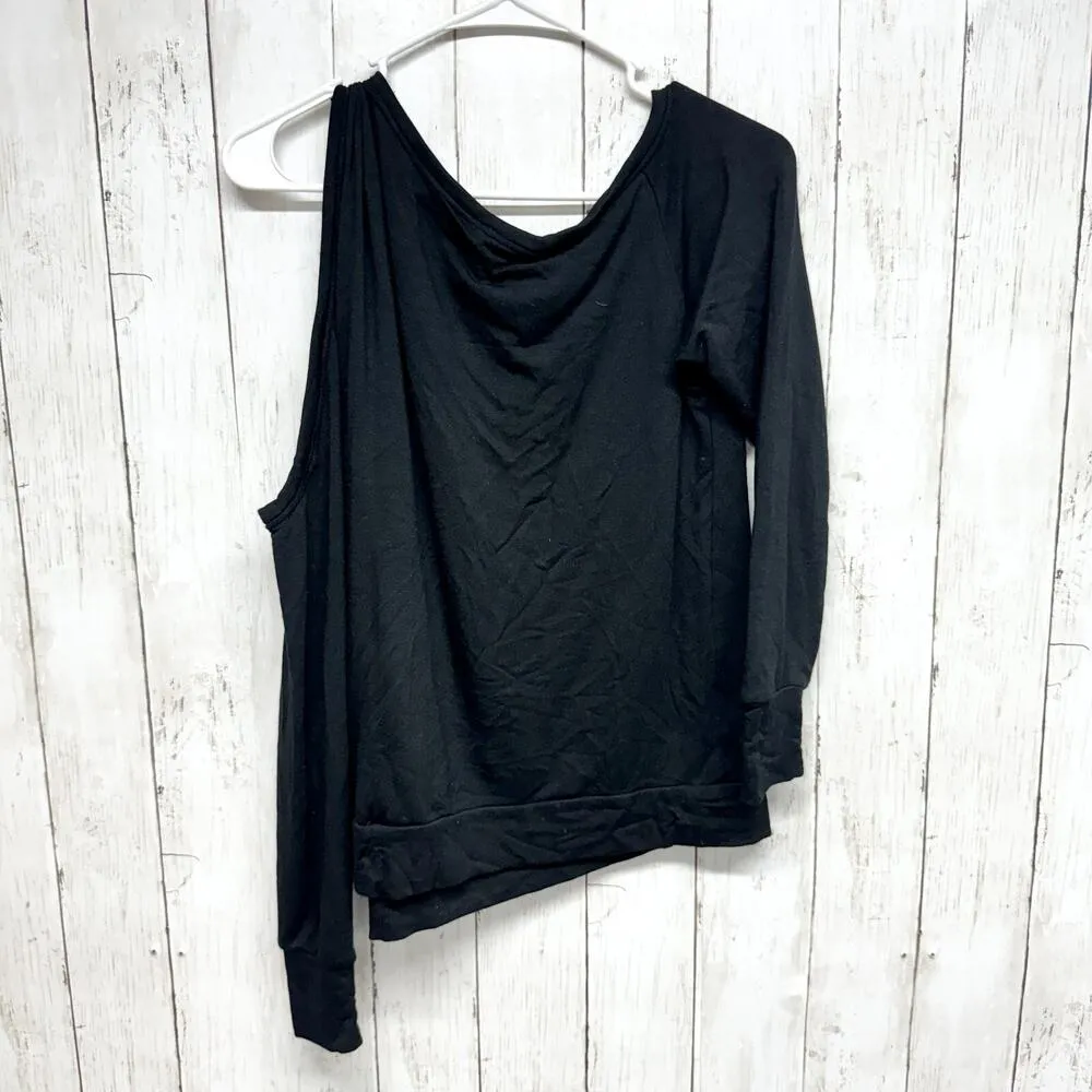 Elan Sweater Women's S One Shoulder Cutout Top Black Asymmetric Long Sleeve - Image 5