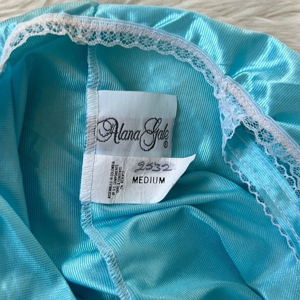 Vintage 70s Teddy Lingerie Blue Size M - Image 5