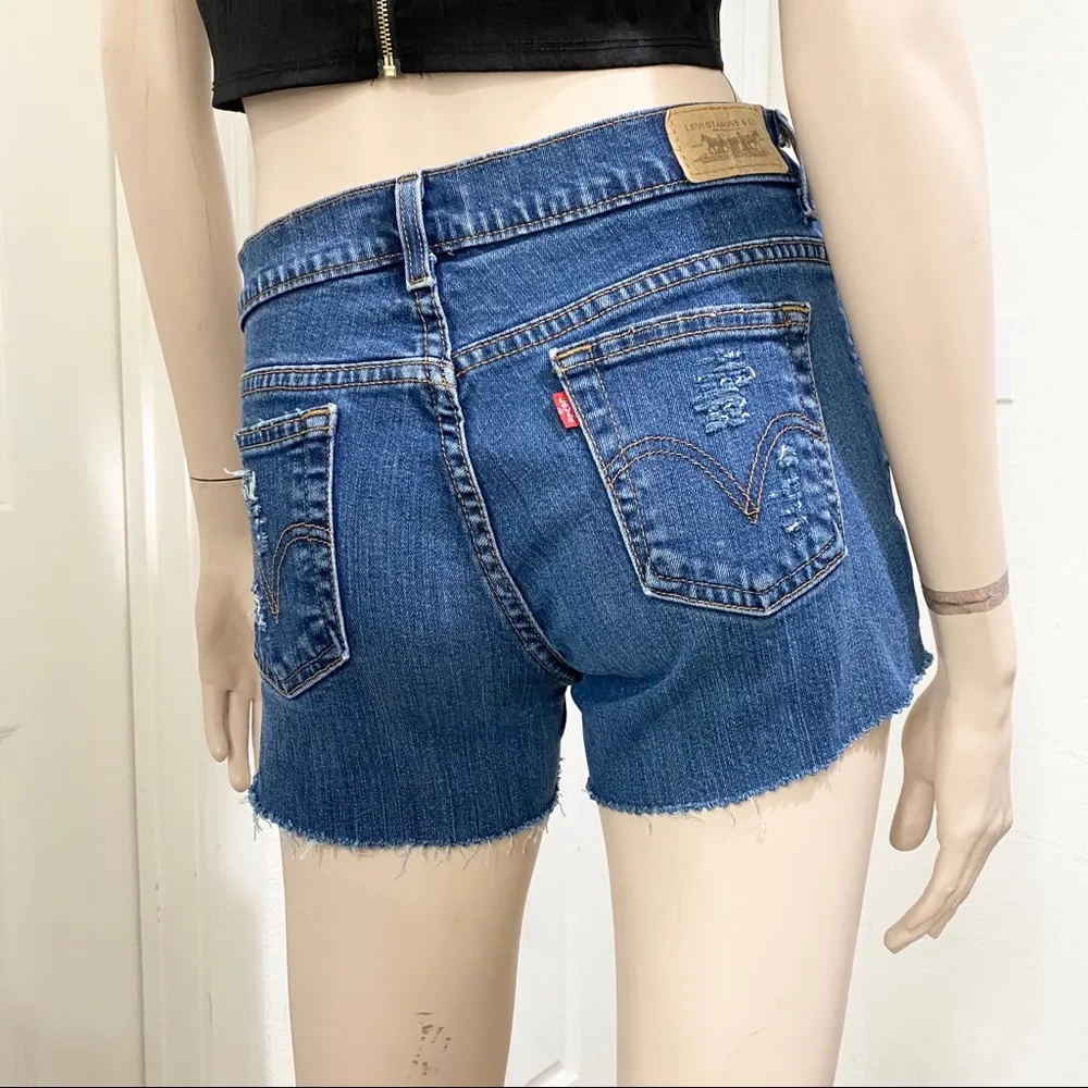 Levi’s 515 Custom Distressed Cutoff Denim Shorts 4 - Image 4