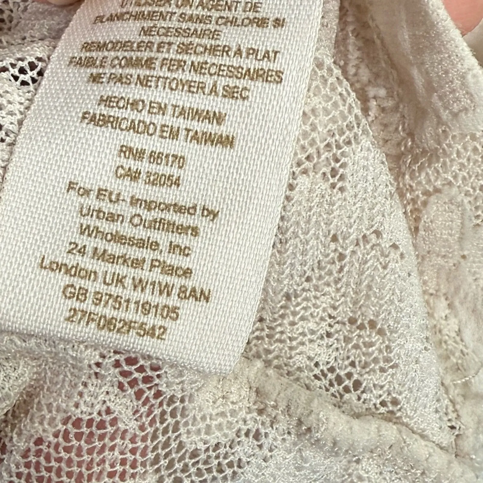 Free People Intimately Lace Cream 3/4 sleeve Square Neck Top W1455 Sz M - Image 5