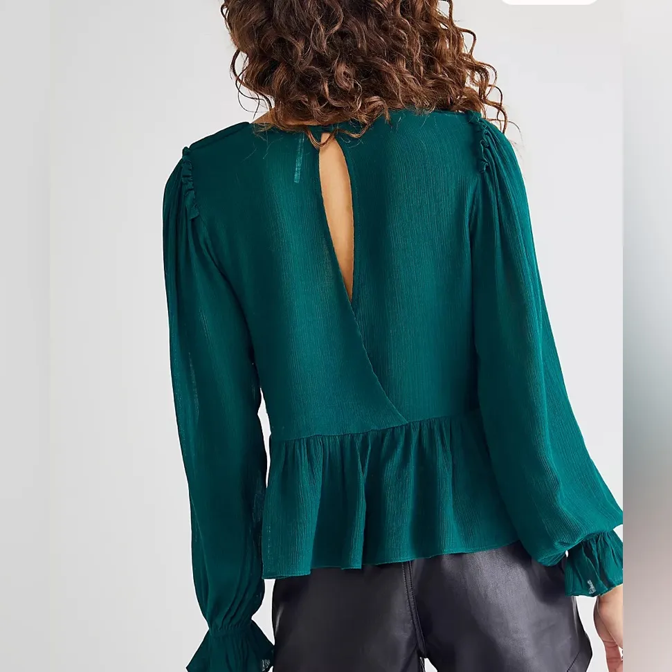 Free People Emerald V-Neck Blouse - Image 2