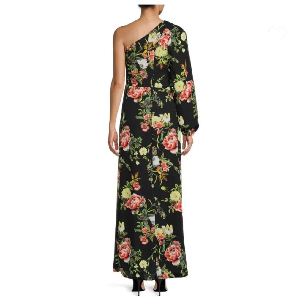 Rachel Rachel Roy One Shoulder Floral Dress Size 14 NWT Black - Image 4