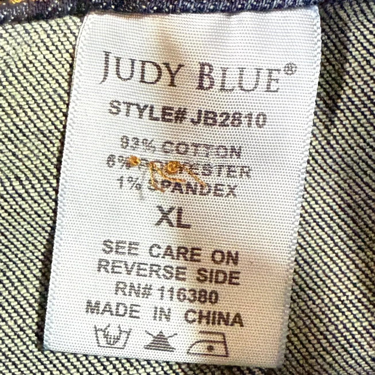 Judy Blue XL Dark Wash Denim Overall Mini Dress Buttoned Raw Hem Stretch‎ Cute - Image 10