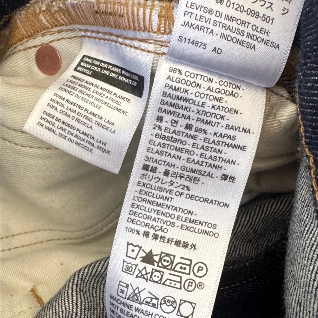 Levi’s Japanese jeans Fabric High Rise Boyfriend Women’s 26 X 27 Dark Blue Denim - Image 9