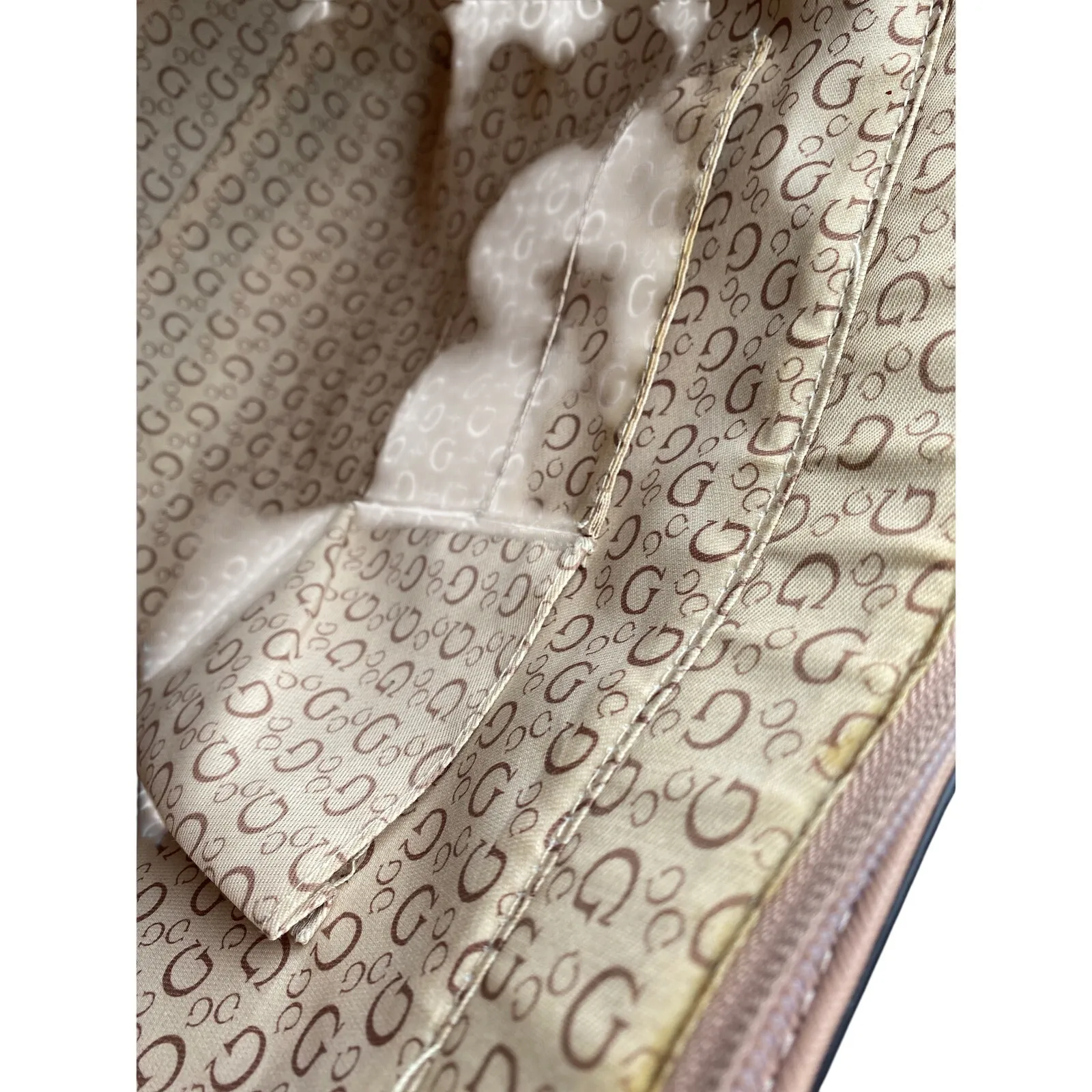 Guess Culkin Women's Beige Logo Monochrome Leather Shoulder Tote Bag Handbag OS - Image 4