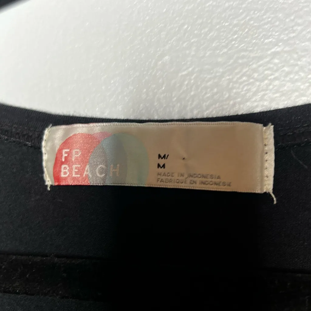 Free People Beach Iris Black Square Neck Long Sleeve Bodycon Maxi Dress M - Image 5