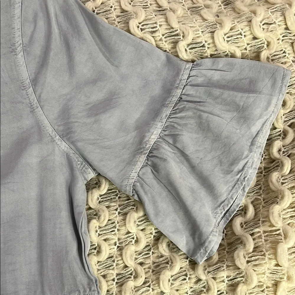 Tea n Rose Gray Dusty Light Blue Empire Waist Dress with Scoop Neckline - Image 4