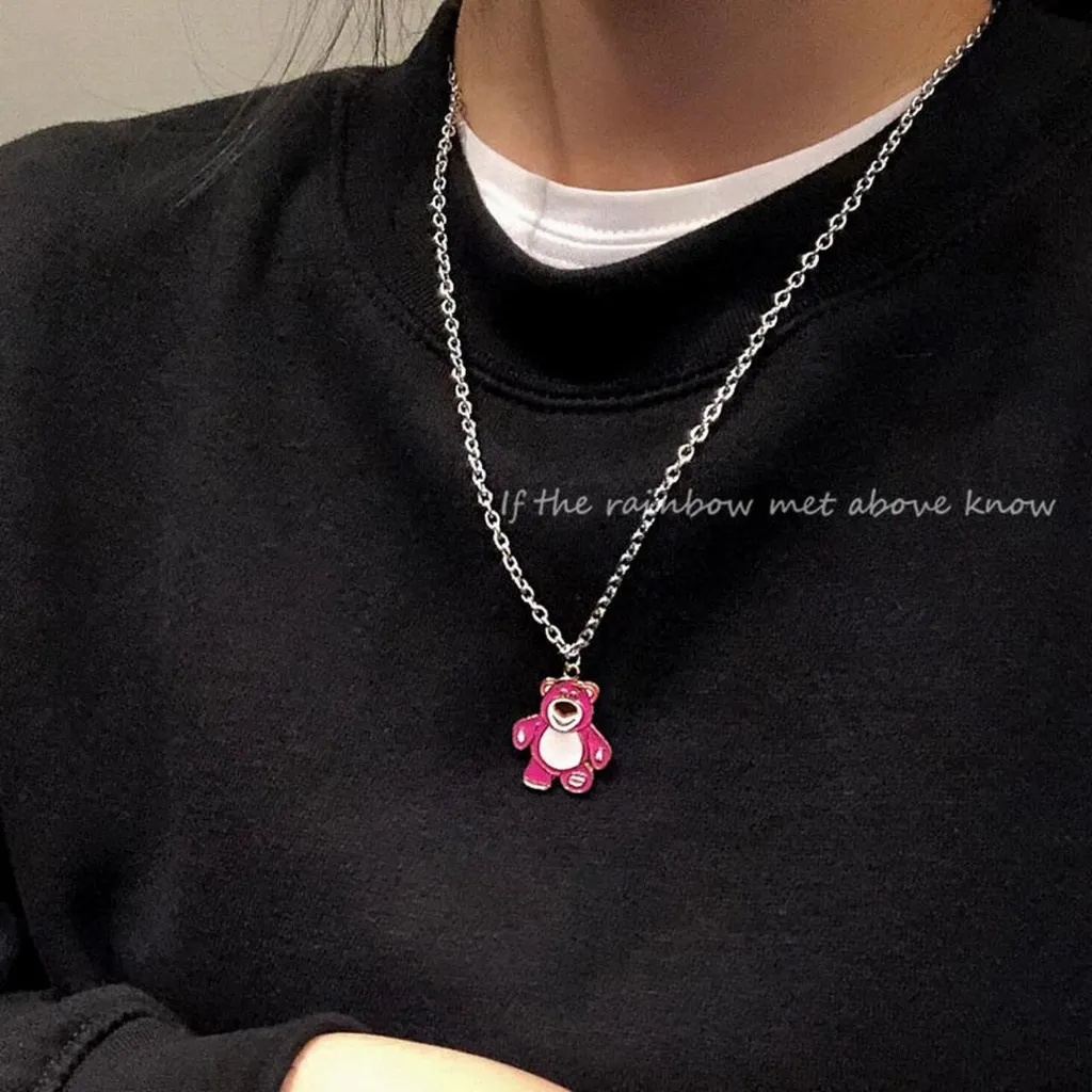 Strawberry Bear Pendant Necklace - Image 2
