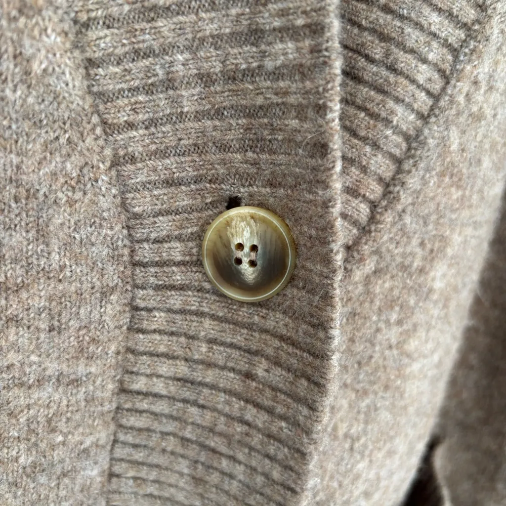 Mango Oversized Cardigan with Buttons Brown Beige Wool Blend Sz S Oversized - Image 5