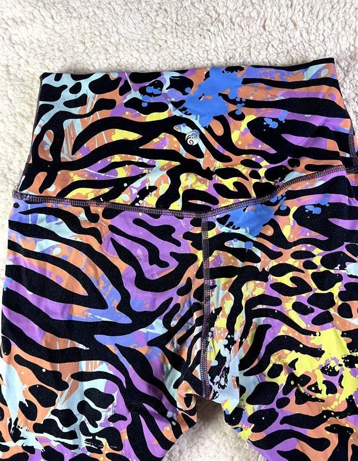Women's Leggings Size Small Animal Print Neon Splatter Paint Comfort Quality - Image 3