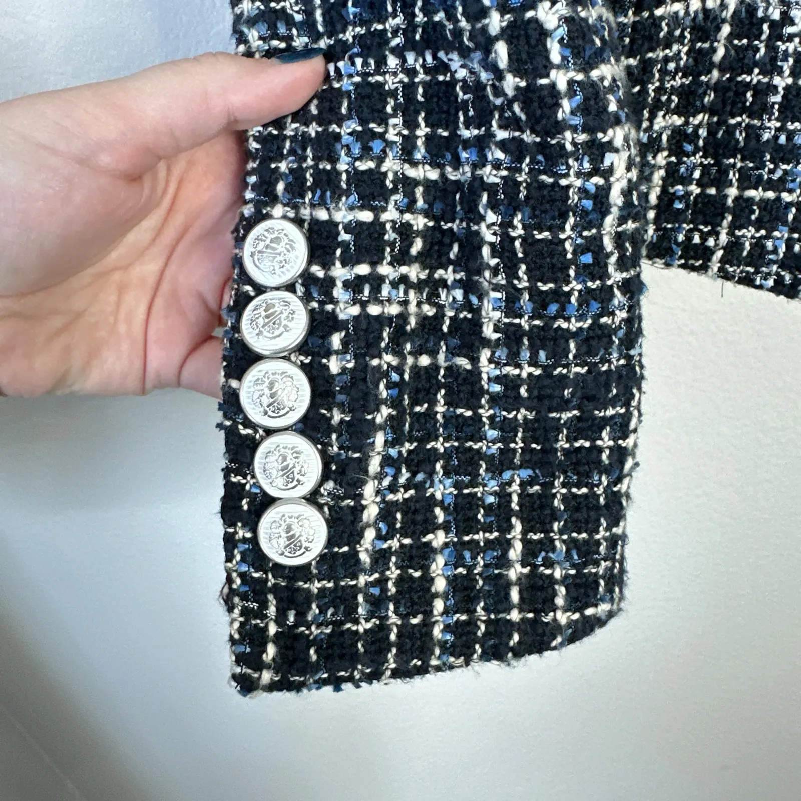 VERONICA BEARD Hosanna Dickey Jacket Blazer Navy Blue Tweed Size 00 - Image 7