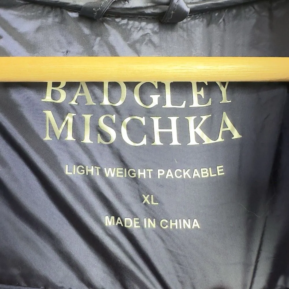 Badgley Mischka Mallory Puffer Coat Packable Blue Velvet Quilted Nylon Sz XL - Image 11