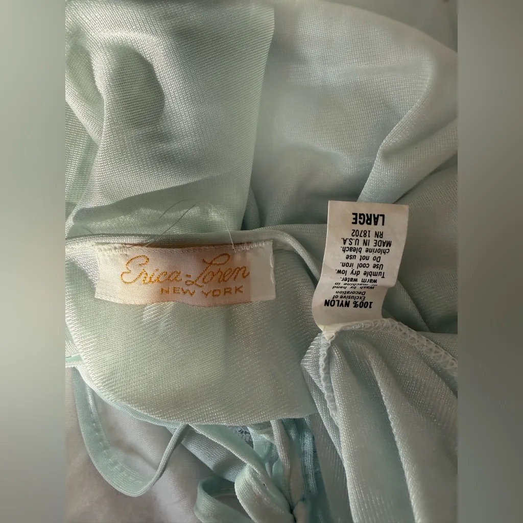 Vintage 1970s Erica Loren New York Blue Lace Nightgown, Size Large - Image 6