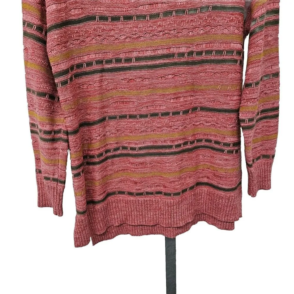 Soft Surroundings Womens Sweater Size L Striped Textured Knit Pullover Pink Blue - Image 6