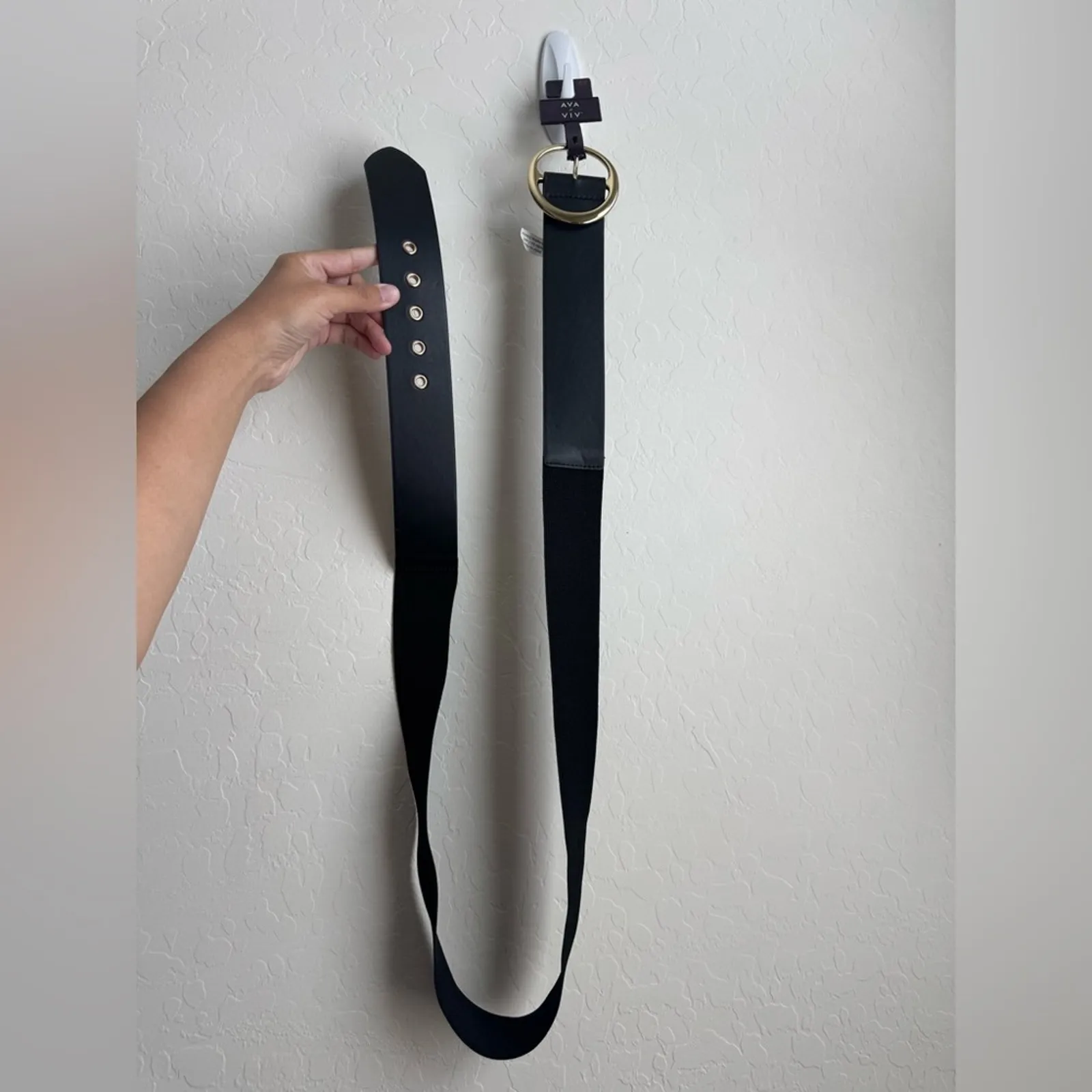 Ava & Viv Mid Waist Belt Stretchy Wide Black Gold NWT 4X - Image 4