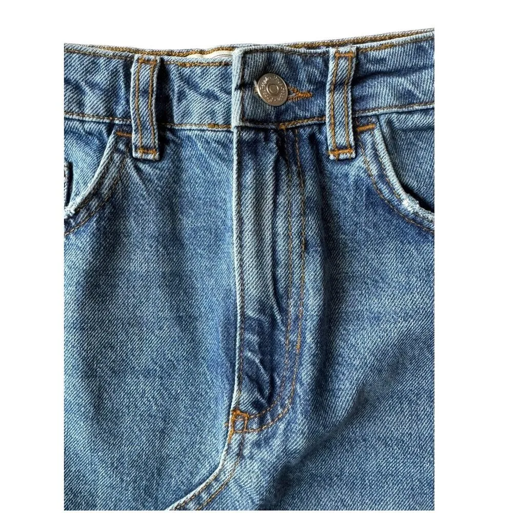 Free People Blue Maxi denim Skirt with Side slits and frayed hem size 4 - Image 5